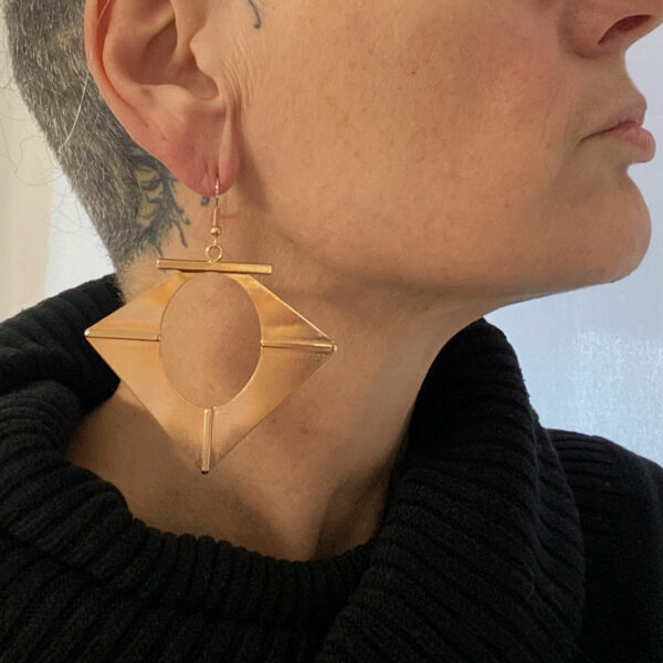 Grandes boucles d'oreilles en laiton doré