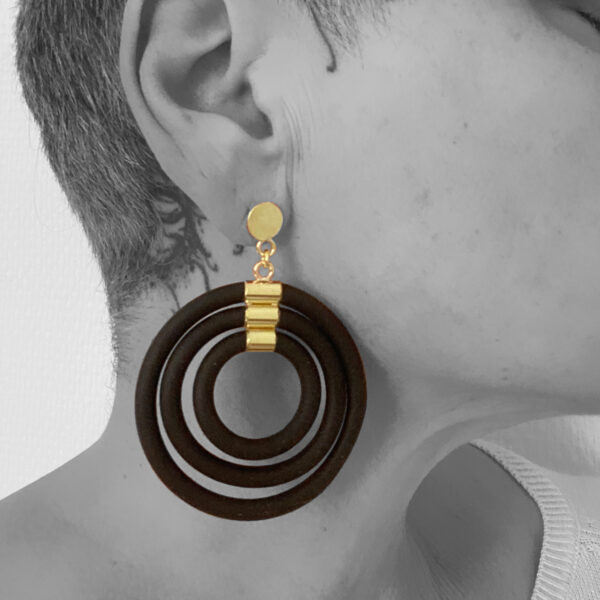 boucles d'oreilles caoutchouc laiton