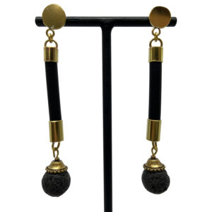 Boucles d'oreilles fait main en caoutchouc et laiton
