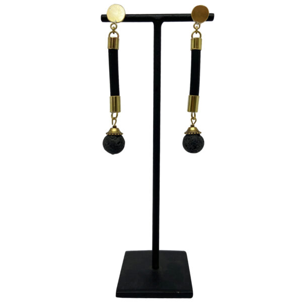 Boucles d'oreilles fait main en caoutchouc et laiton