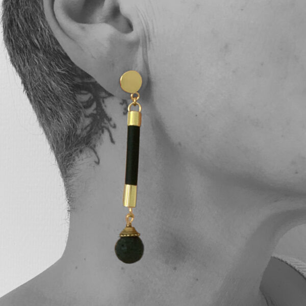 Boucles d'oreilles fait main en caoutchouc et laiton